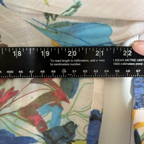 Zac & Rachel Tunic Top Womens L Pink Blue Floral 100% Cotton Button Cuff Boho - Picture 10 of 12